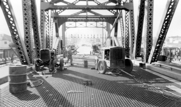 Welders on High St. Bridge, Oakland, 1939
